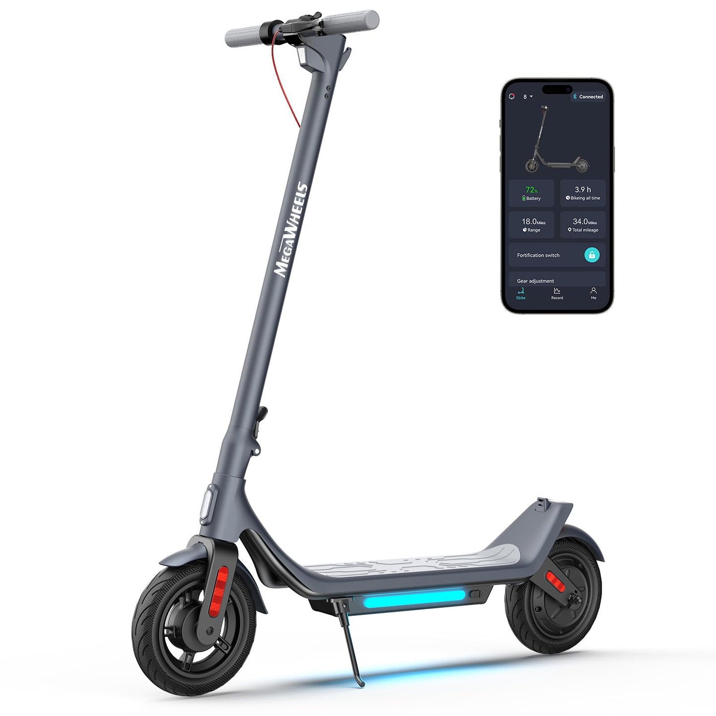 MEGAWHEELS Electric Scooter,Electric Scooter Adults Long Range 31 Miles,500W Motor,10in Pneumatic Tires,E Scooter with Smart APP Control for Commuting, Outdoor, Short Travel UL2272