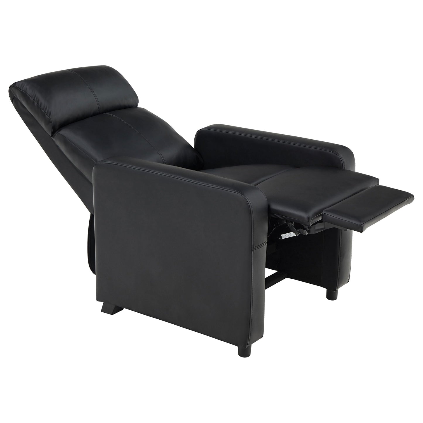 Coaster Home Furnishings - Toohey - Leatherette Upholstered Push Back Recliner Chair with Plush Headrests, Padded Armrests, and Pocket Coil Cushions - Living Room - 30-Inch - Black - 600181