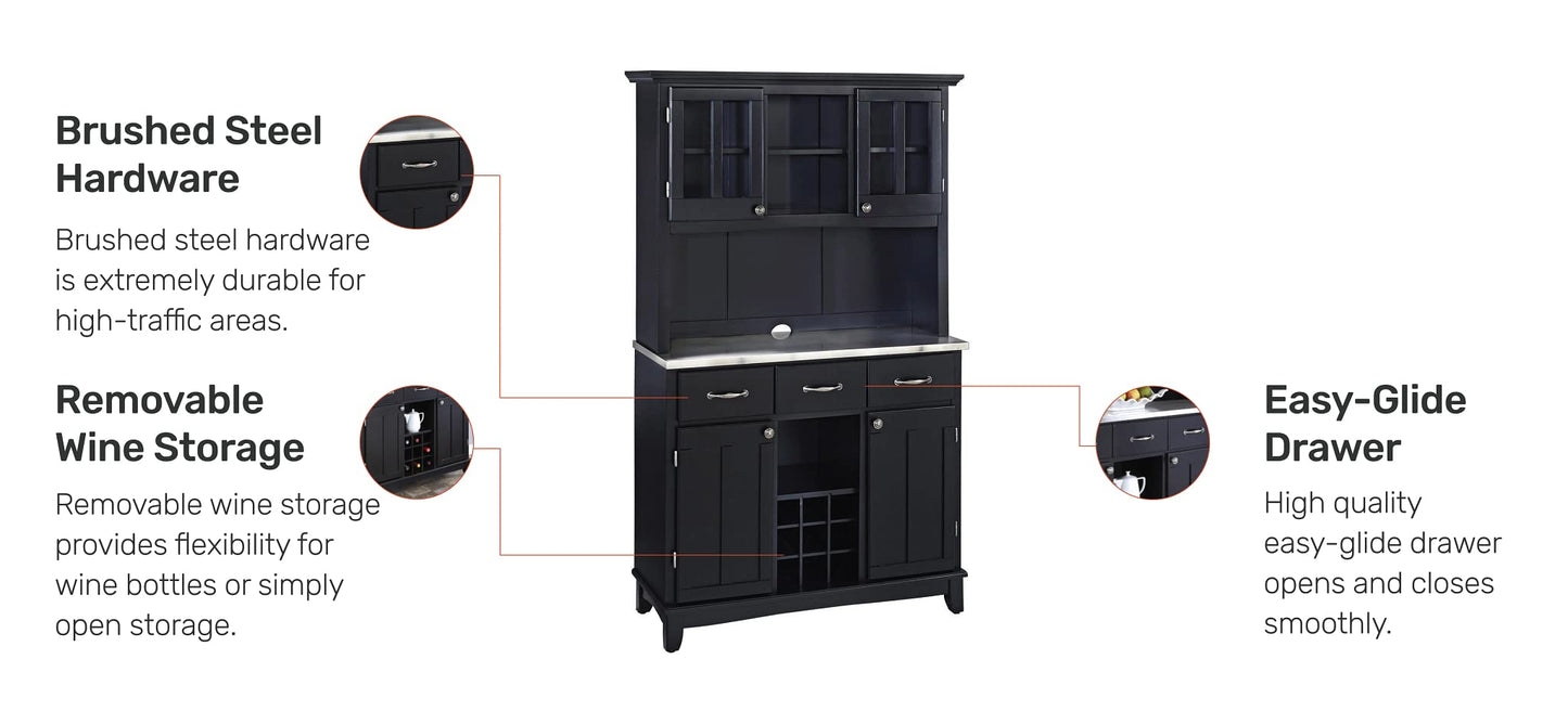 homestyles Server sideboards-buffets-credenzas, Hutch, Black