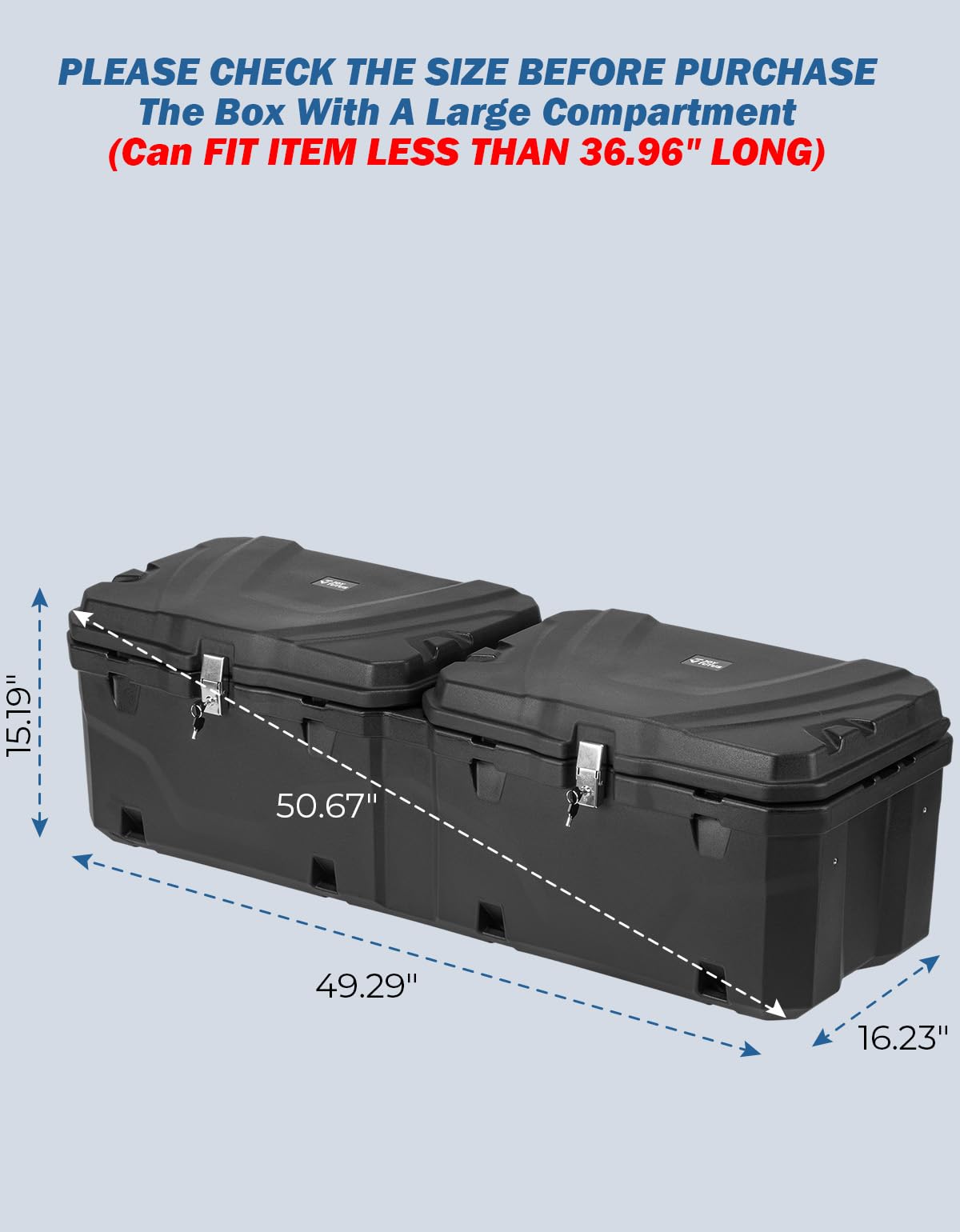 JOYTUTUS Lockable 160 Quart Truck Bed Tool Box, Waterproof Storage Box Truck Bed Cargo Case, Full & Mid Size Pickup Tool Box Toolbox Storage System