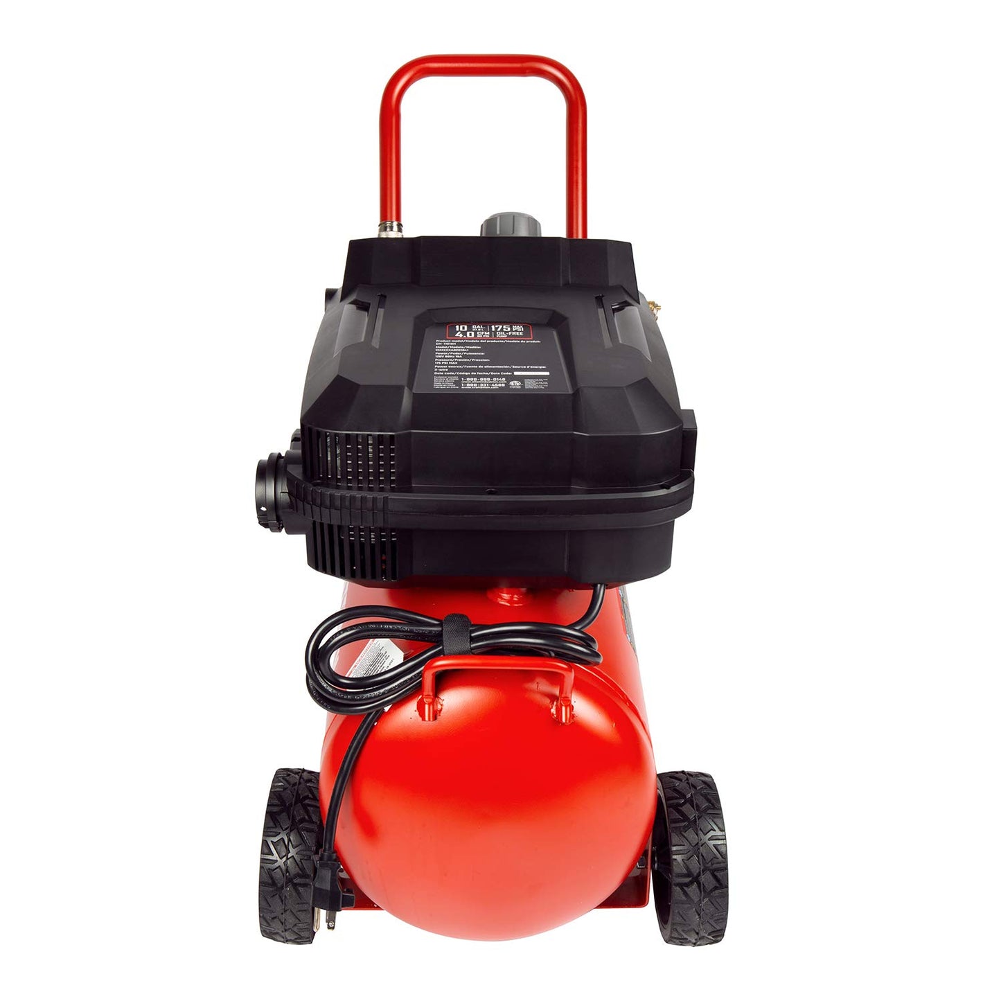 Craftsman 10-Gallon Air Compressor, 1.8 HP, Max 175 PSI, 4.0 CFM @ 90PSI, 5.0 CFM@40PSI, Oil-Free, Quiet Shop Air Compressor with Wheels for Spraying Pneumatic Tool, Model: CMXECXA0201041