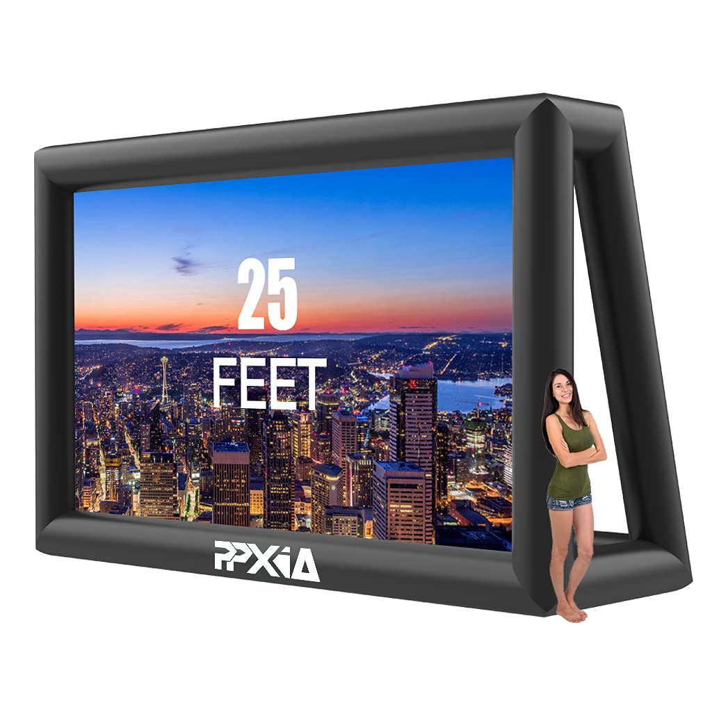 Inflatable Movie Screen Outdoor Projector Screen for Outside 25ft, Large Blow Up Screens Front and Rear Projection with Air Blower, Best for Movie Nights Backyard Home Theater