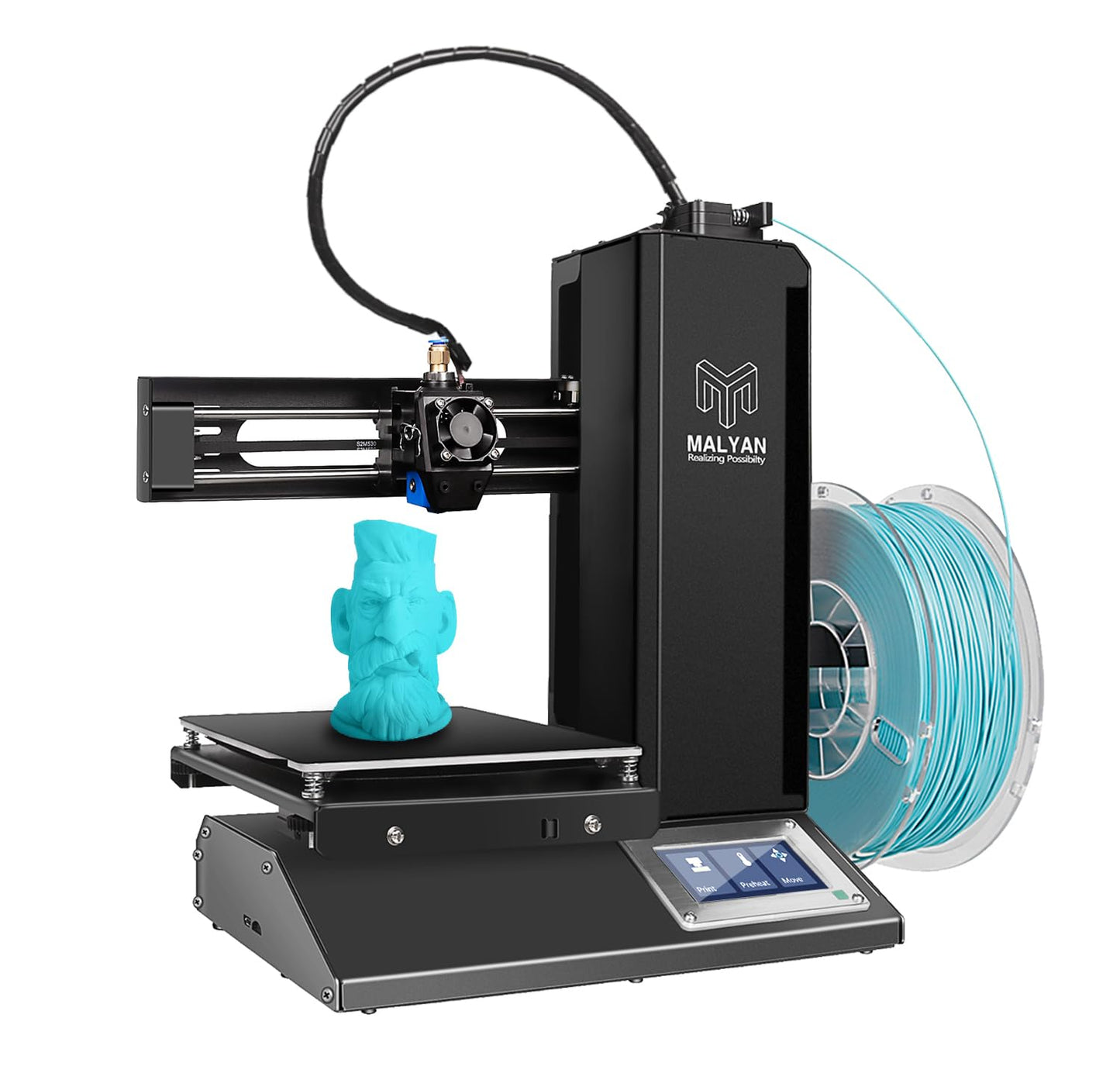 MALYAN M320 3D Printer Fully Assembled with Removable Build Plate, Assembled Flexible Magnetic Print Sheet and Micro SD Card Preloaded Sample PLA Filament Metal Frame Office 3D Printer 150x150x150mm