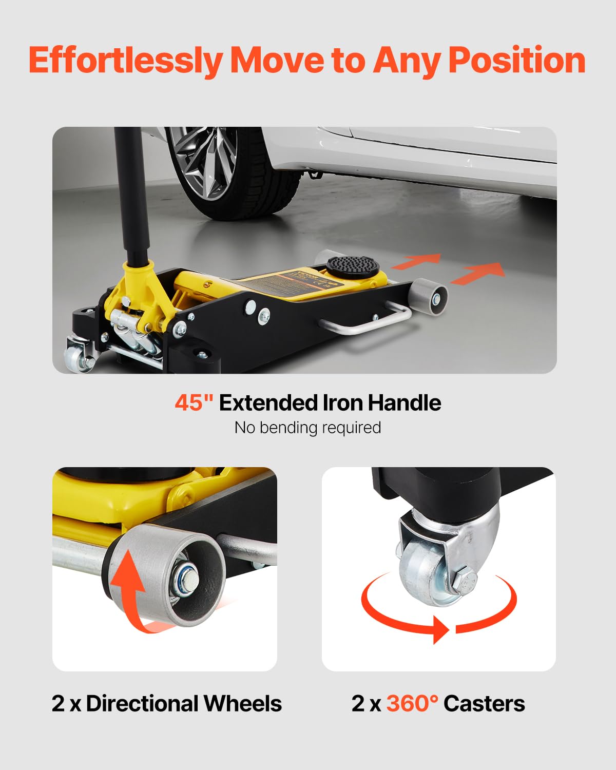 VEVOR 3 Ton Low Profile Aluminum & Steel Racing Floor Jack