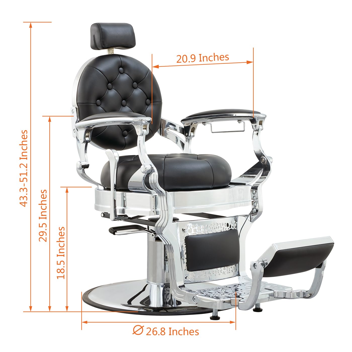 Nazalus Barber Chair Hair Salon Chair,Heavy Duty 700 LBS, for Hair Stylist Barber Beauty Tattoo Massage(Black Silver Round)