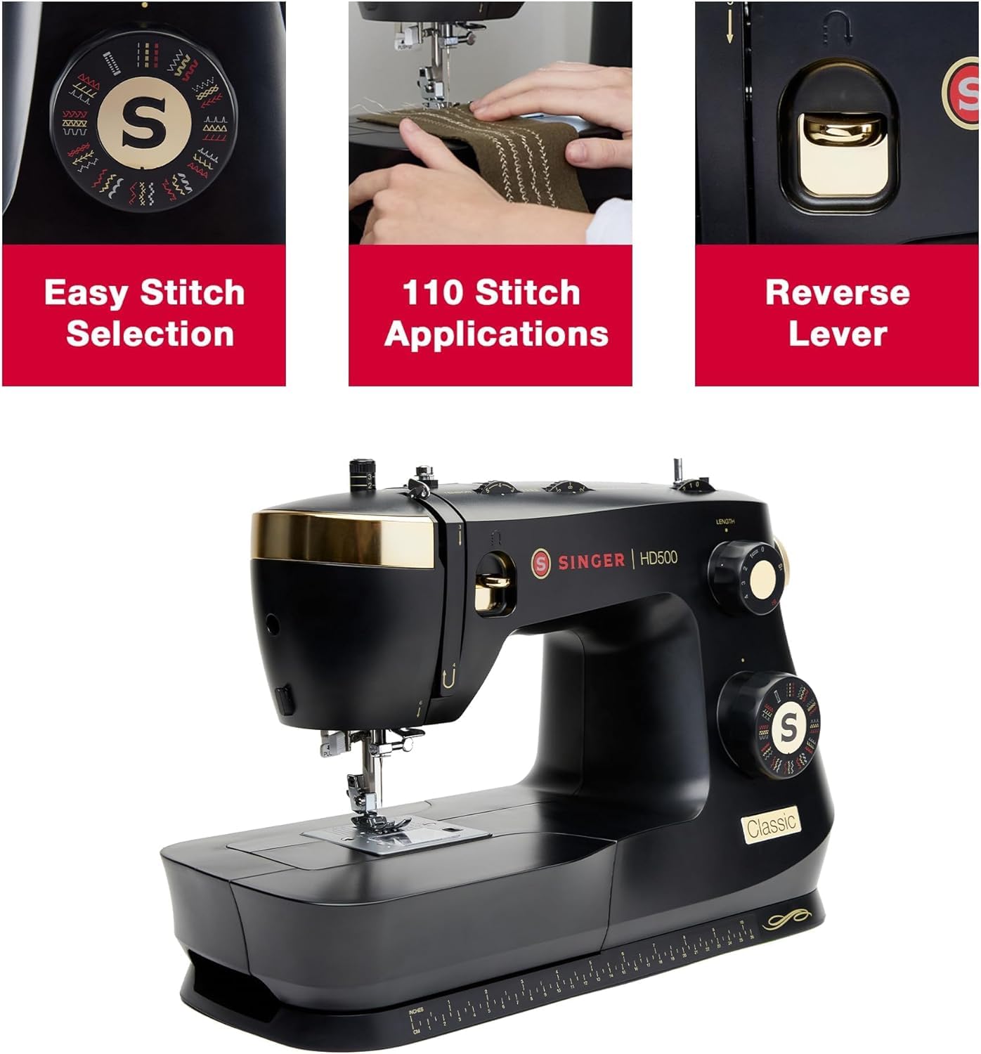 SINGER Special Edition Super Bundle | Vintage-Inspired Heavy Duty 500 Classic Sewing Machine Plus Carrying Case | Strong Motor, 23 Stitches, Metal Frame, LED, Needle Threader, Buttonhole, Accessories