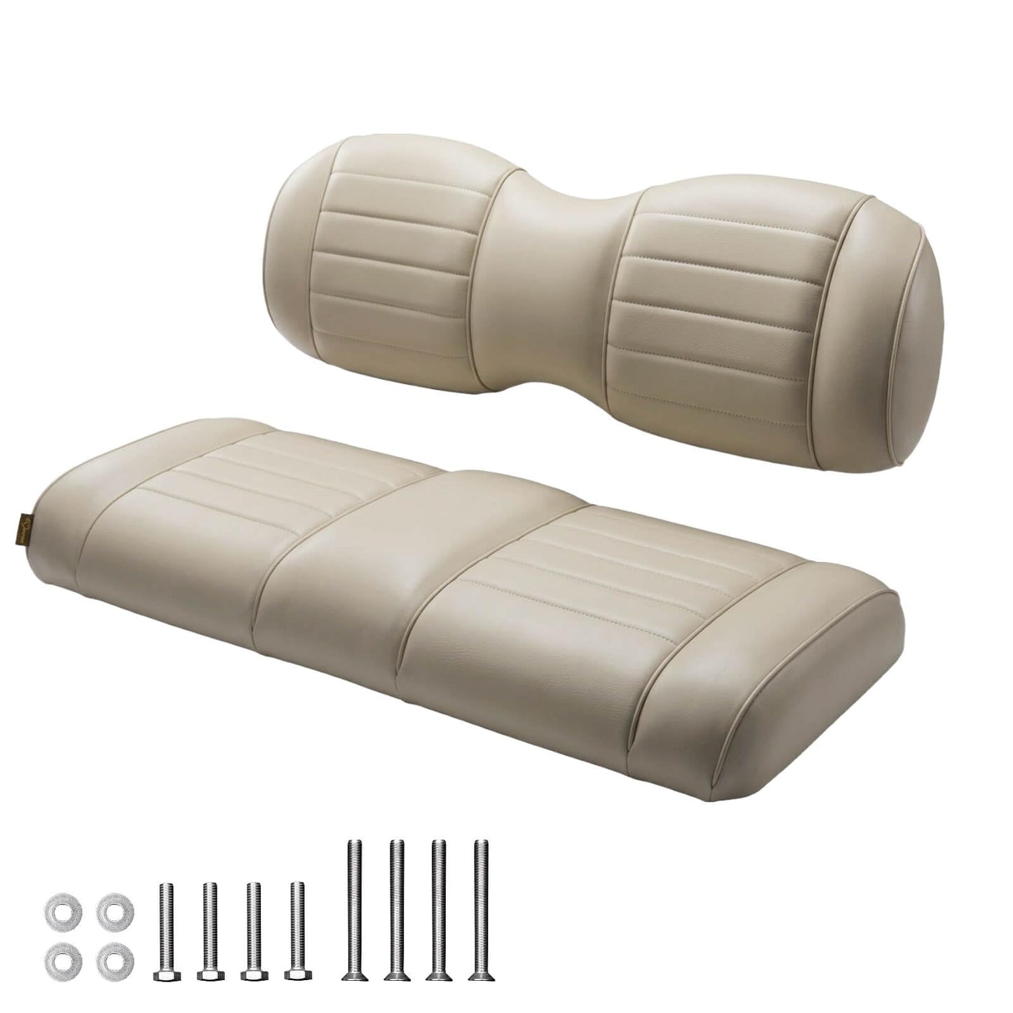 NOKINS Golf Cart Premium Seat Cushion Kit,Seat Back & Seat Bottom Cushion Assembly (light Beige, Fits Aftermarket Standard Rear Seat)