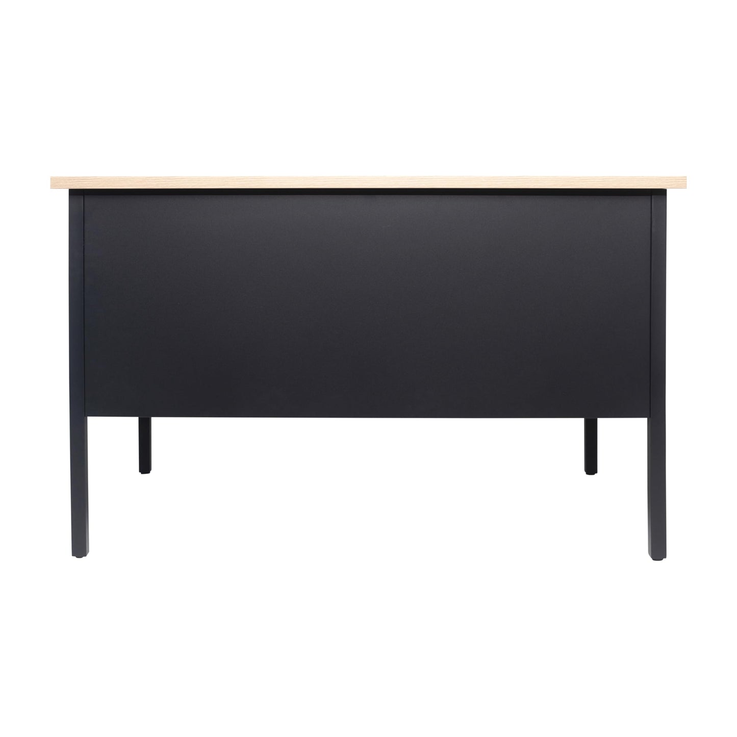 Flash Furniture Cambridge Right Side Single Pedestal Desk with 3 Locking Drawers, Commercial Grade Teacher's or Office Desk, 30x48, Metal Frame, White Oak/Black