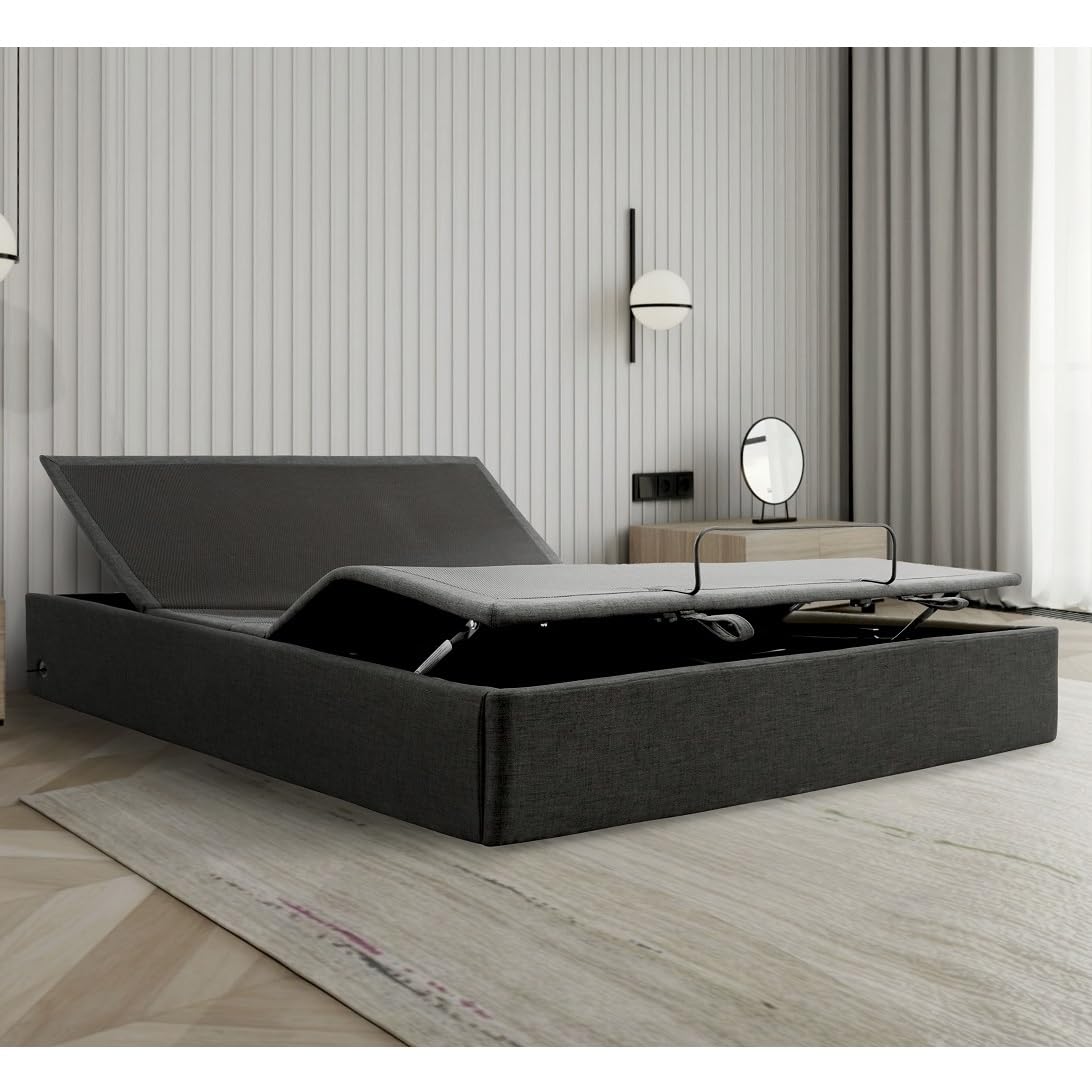 Ergomotion Stow Adjustable Bed Base with Storage - Head & Foot Articulation, Zero Gravity, USB Ports - Available in Full, Queen, King (King)