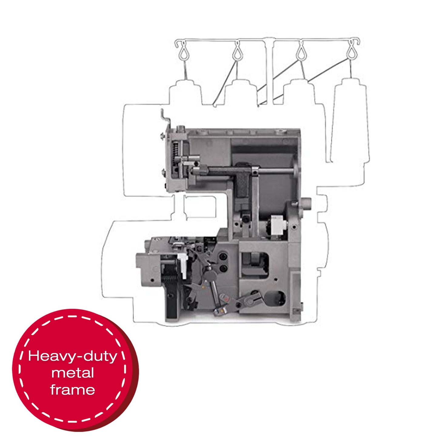 SINGER® X5004-HD Metal Frame Serger & Overlock Machine | 2-3-4 Stitch Capability, 8 Built-In Stitches, 1300 Stitches per Minute, Adjustable Differential Feed & 2 LED Lights (Grey/Blue)