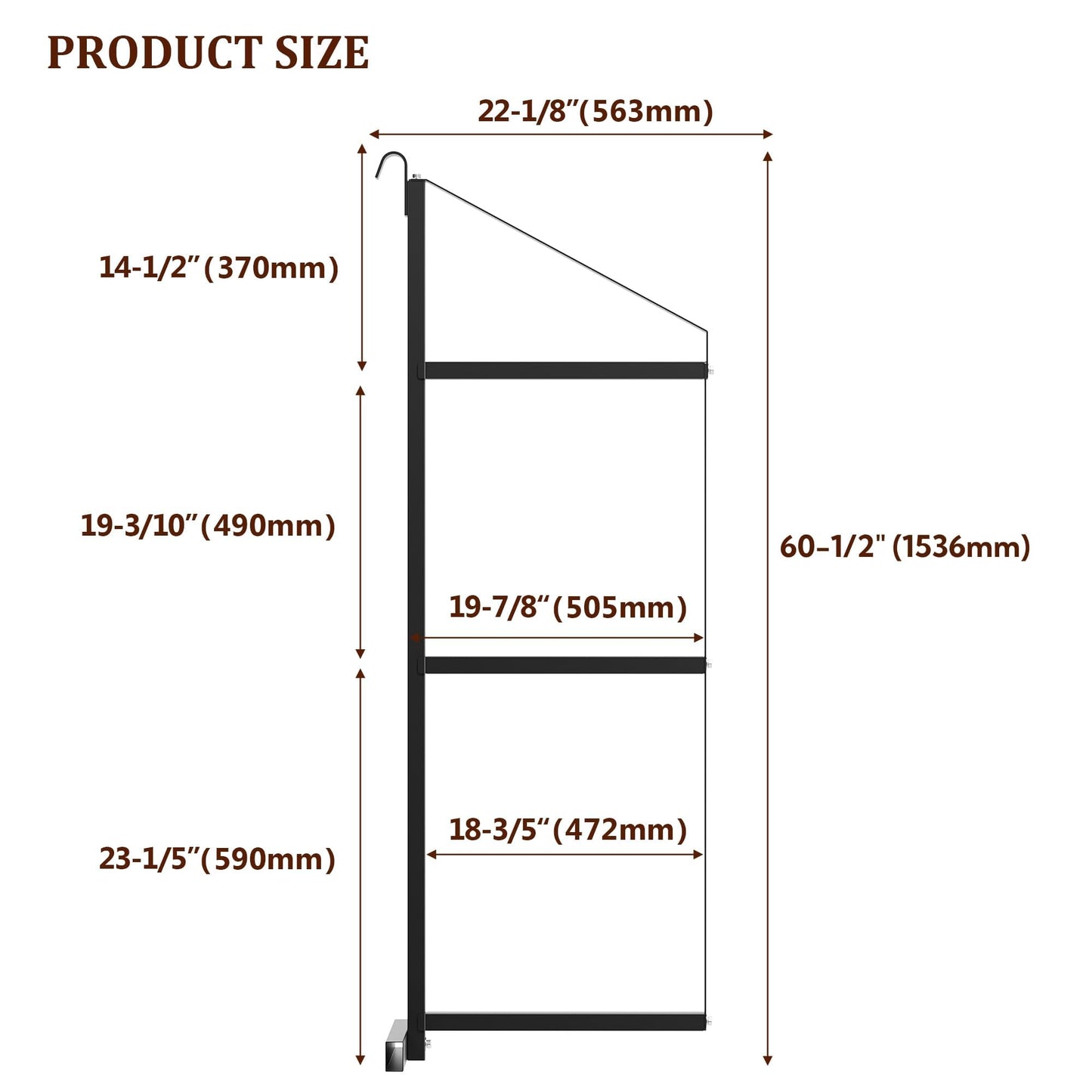 4 PCs Shipping Container Shelving Bracket, 22" D x 60" H, 3-Tier Powder Coated Steel Shelf Brackets, 1100 LBS Capacity, Quick Hang D Hook, for Cargo Storage, Warehouse, Garage, Heavy Duty