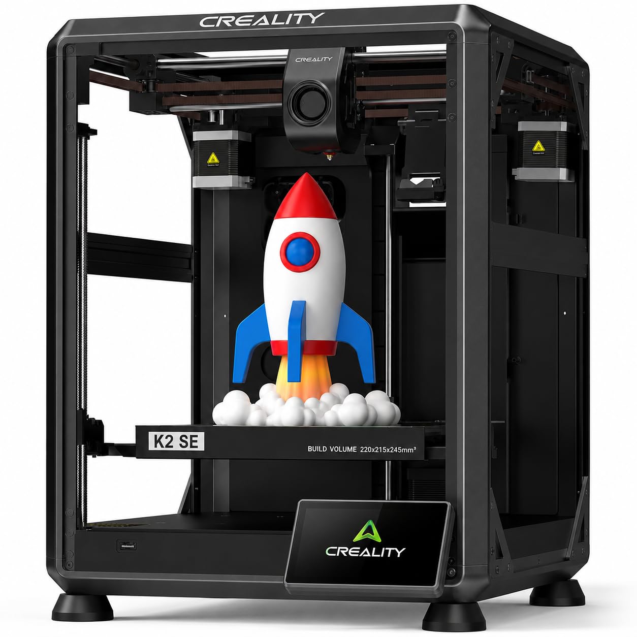 Creality K2 SE 3D Printer, Support Multicolor Printing Needs CFS, 500mm/s High-Speed Printing, Auto Leveling, Vibration Control, Compact Desktop Upgrate 3D Printer, Print Size 220x215x245mm
