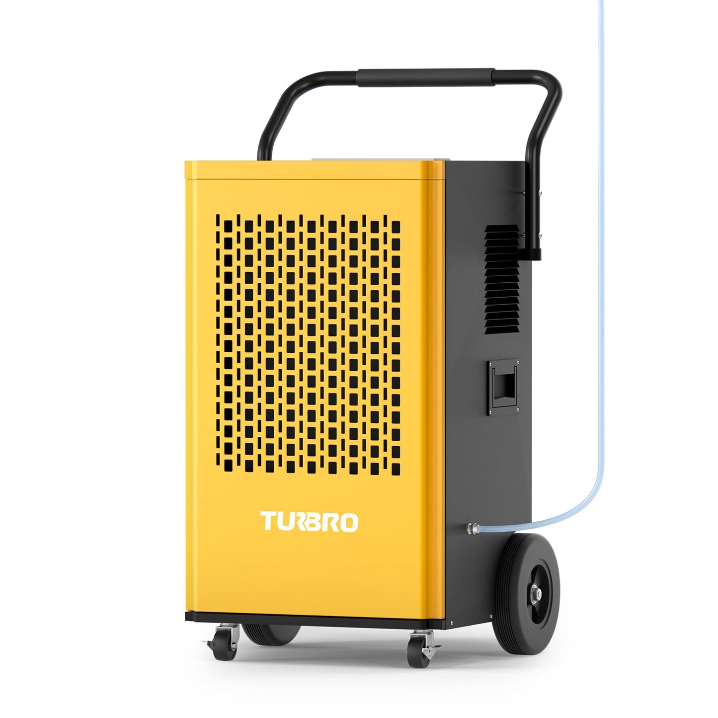 TURBRO 245 Pint Commercial Dehumidifier with Pump and Drain Hose, for Large Spaces, Rolling Wheels, Faster Defrost, for Basements, Warehouses, Flood Restoration, Industrial Sites