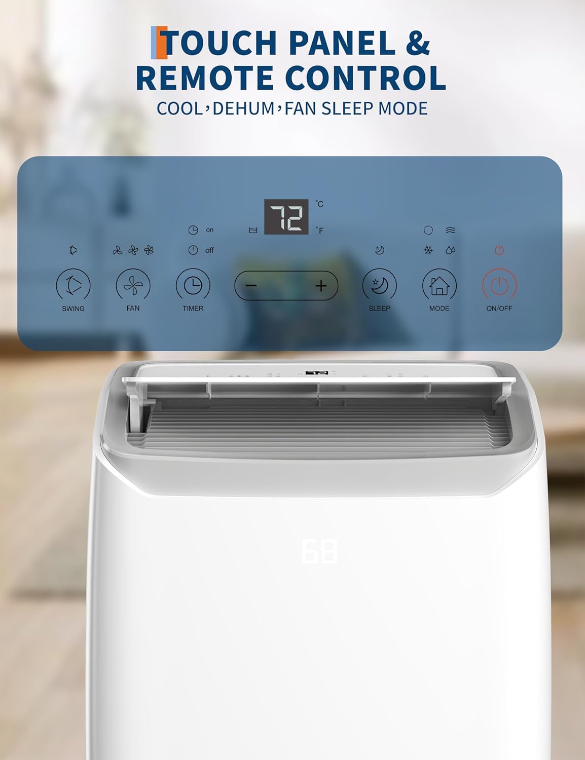 Garvee 8000Btu Portable Air Conditioner with Cooling/Dehumidify/Fan Mode Cools up to 550 Sq.Ft, 3 in-1 Quiet Portable AC Unit 3 Speed, Auto Swing, 24H Timer for Large Room