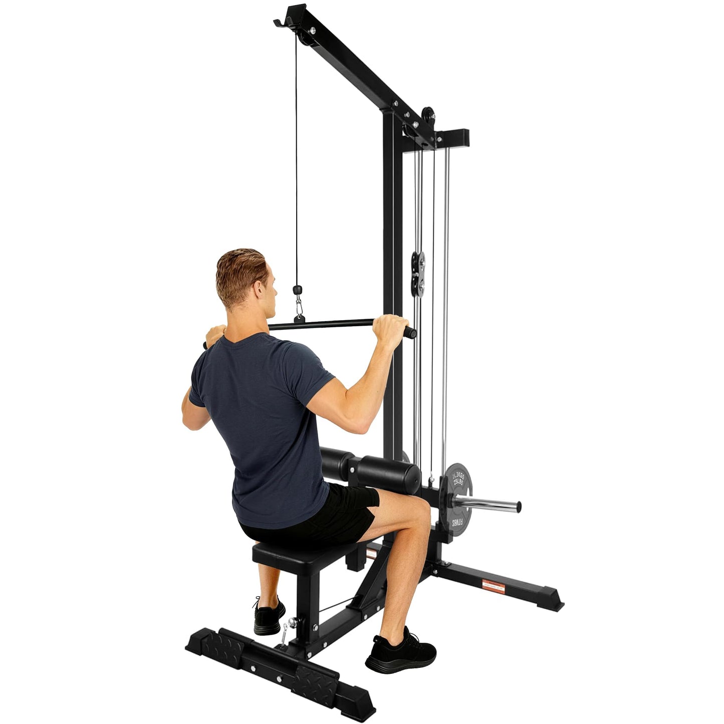 Fitvids LAT All-in-one Machine with High and Low Pulley Station, LAT PullDown and LAT Row Cable Machine, LAT Tower with Adjustable Leg Support for Home Gym Total Body Training