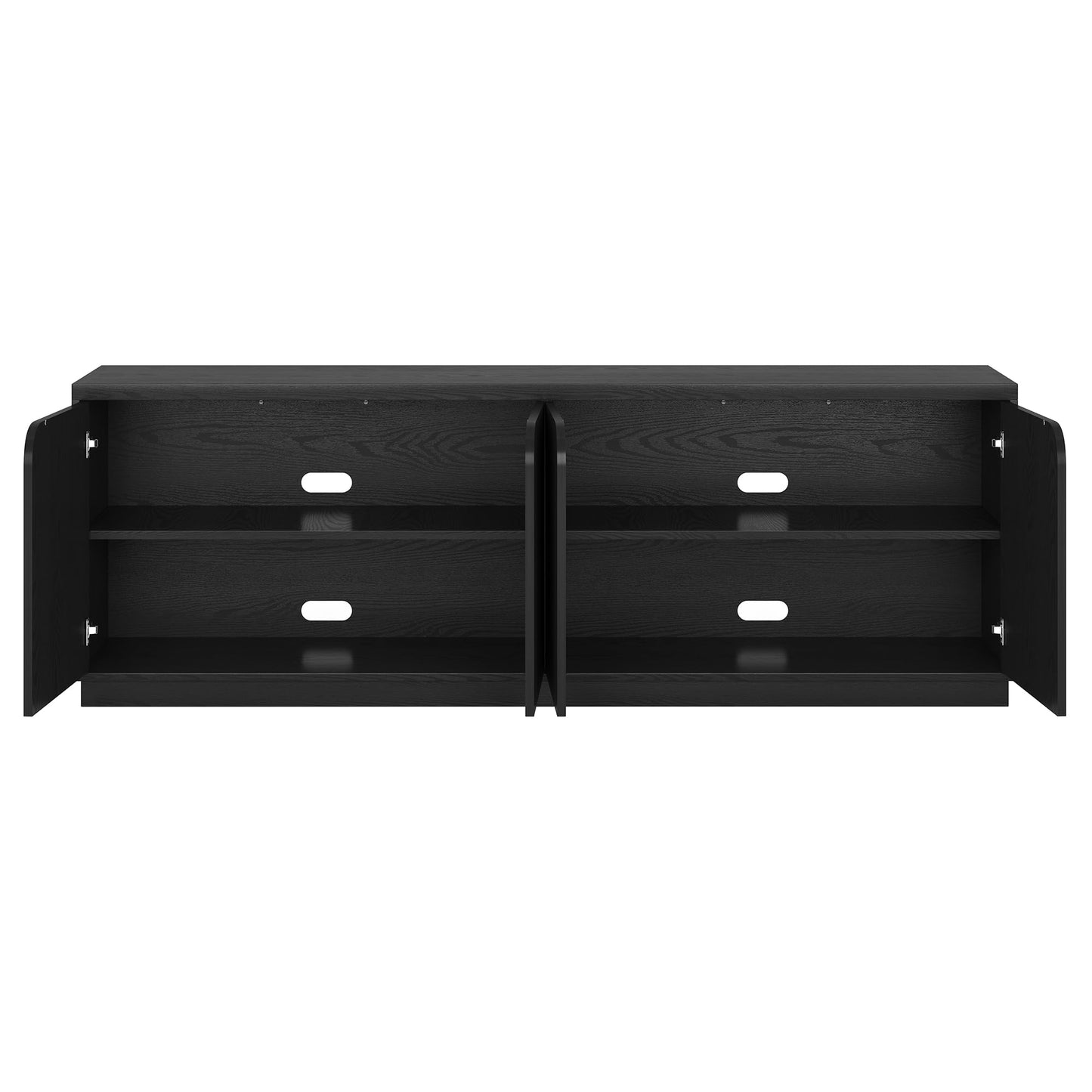 Henn&Hart TV Stand for TVs up to 78" with Concealed Storage Cabinets and Adjustable Shelves for Living Room, Family Room, or Office, Natural Black
