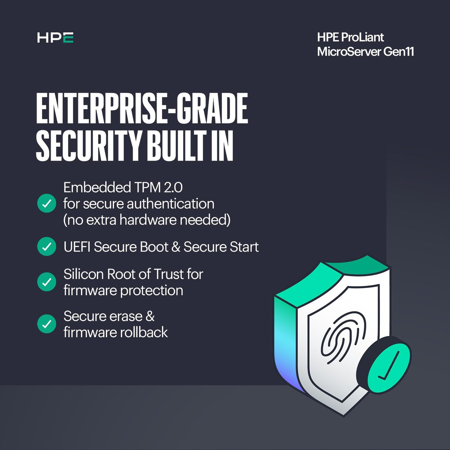 Hewlett Packard Enterprise ProLiant MicroServer Gen11 Tower Server, Intel Xeon 6325P Processor, 32GB Memory, 4TB HDD Storage, External 180W US Power Supply (HPE Smart Choice P86771-005)