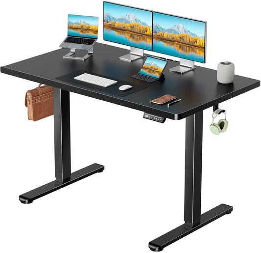 Marsail Electric Standing Desk Adjustable Height, 63 inch Large Standing Desk with Deeper Tabletop & 4 Memory Presets, One Piece Standing Desk for Home Office & Computer Workstation, Black,2 Packages