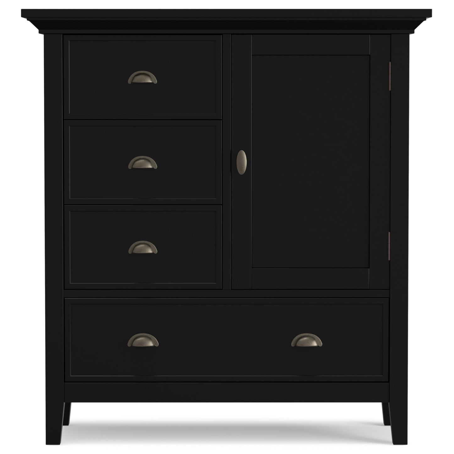 SIMPLIHOME Redmond Storage Cabinet - 39 inch Wide Solid Wood Medium Storage Cabinet in Black, Transitional Accent Cabinet for Entryway or Living Room with 4 Drawers and Cabinet Storage