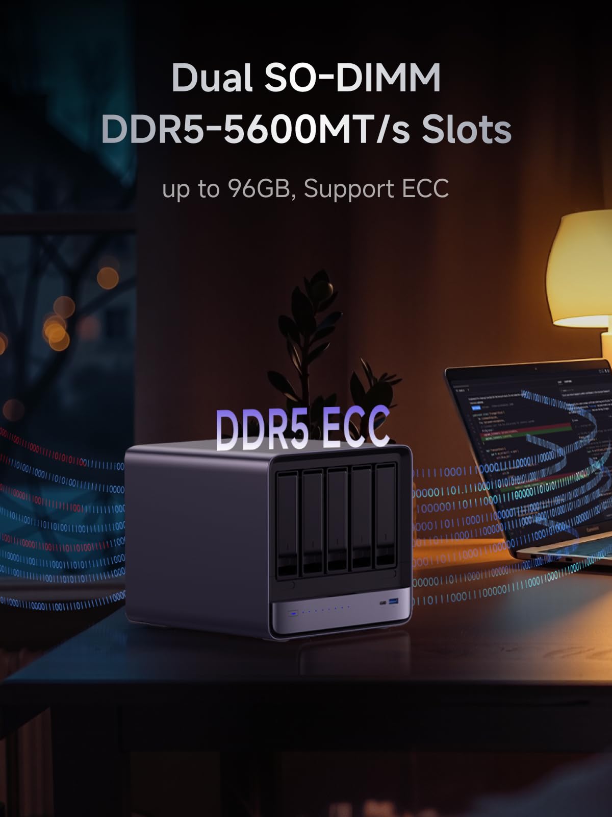 MINISFORUM AI NAS N5 Pro AMD Ryzen AI 9 HX Pro 370(12C/24T) PC, 2x SODIMM DDR5-5600MHz Slot(ECC Support), 128GB SSD(MinisCloud OS), 3xSSD Slot, 5xHDD Slot, 5GbE+10GbE Lan Port Network Attached Storage