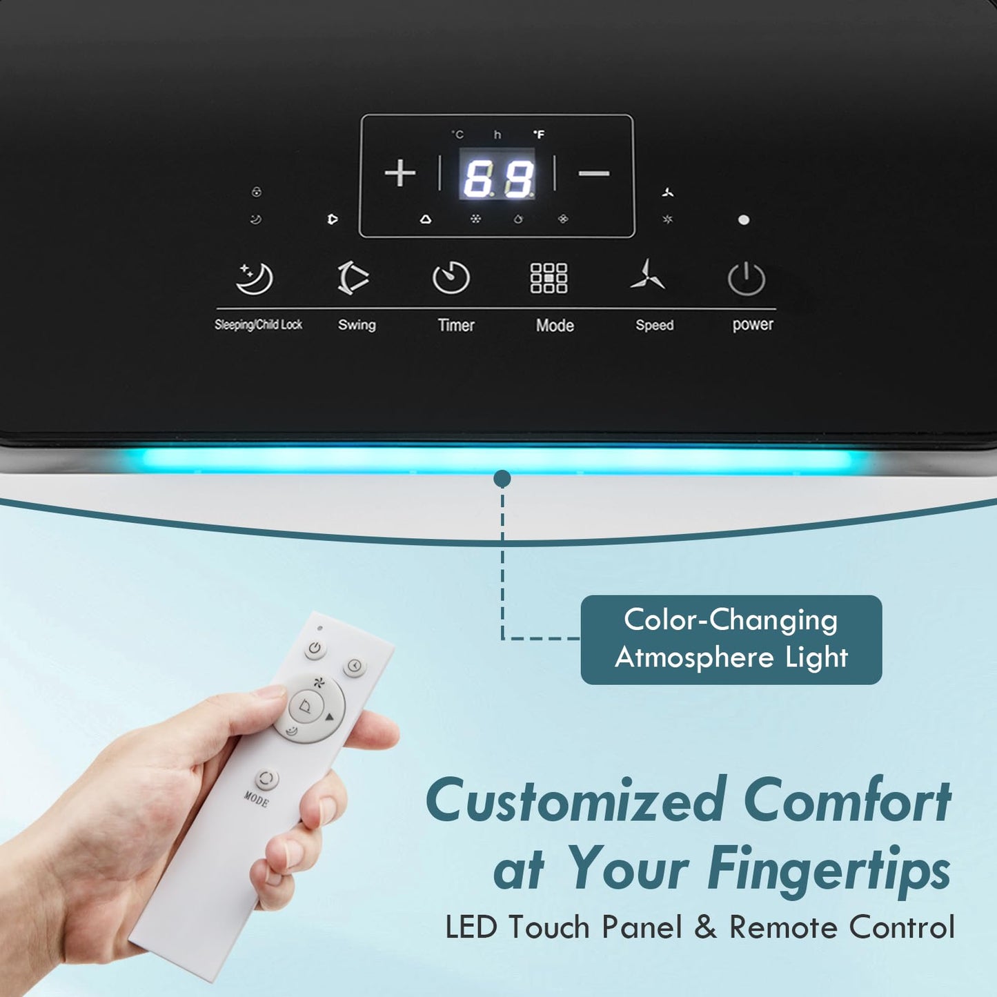 COSTWAY Portable Air Conditioner, 10000 BTU Portable AC Unit with Fan & Dehumidifier, Smart Sleep Mode, 24H Timer, Auto Swing & Window Installation Kit, Cools up to 350 Sq.Ft (10000 BTU)