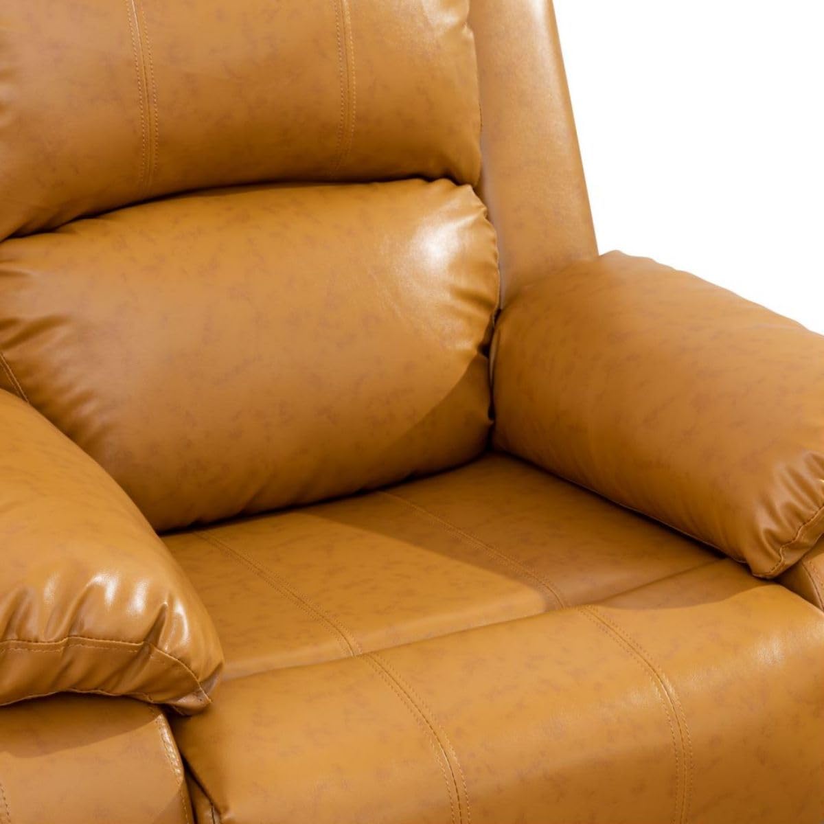 UOCFYK Lounge Comfy Recycled Leather Manual Reclining Sofa Modern Loveseat Couch for Small Living Room/Dorm/Bedroom/Office/Apartment for Small Spaces, (Ginger, Two-Person Seat)