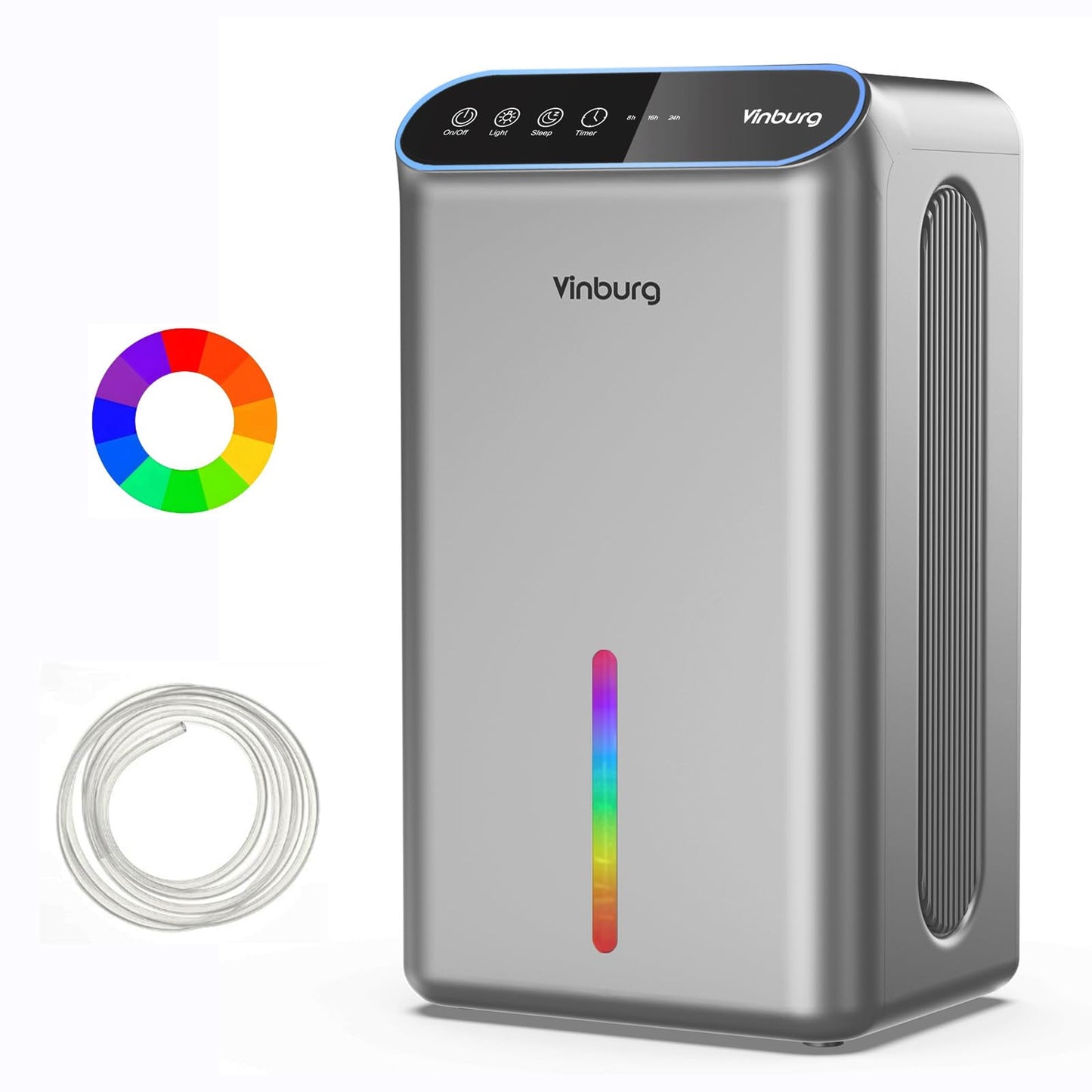 Dehumidifier for Basement (85 OZ, 800 sq ft) Quiet Dehumidifiers for Home, Auto Shut-Off, Sleep Mode, 3 Gear Timer(8H,16H,24H), Small Dehumidifier for Bedroom, Bathroom with Drain Hose(Milky Sliver)