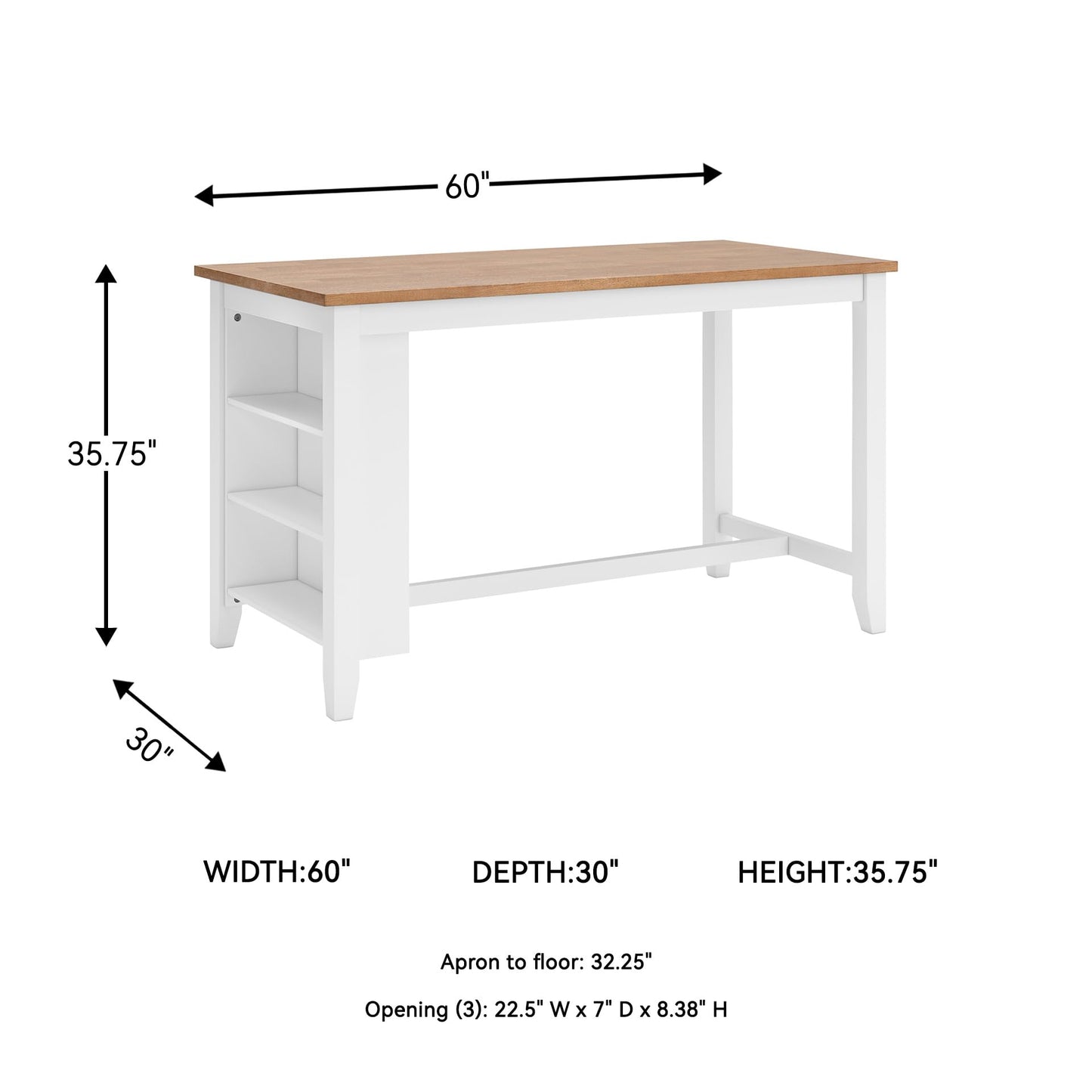 Signature Design by Ashley Gesthaven Farmhouse Counter Height Dining Table with 3 Shelves and Trestle Base, Light Brown & White