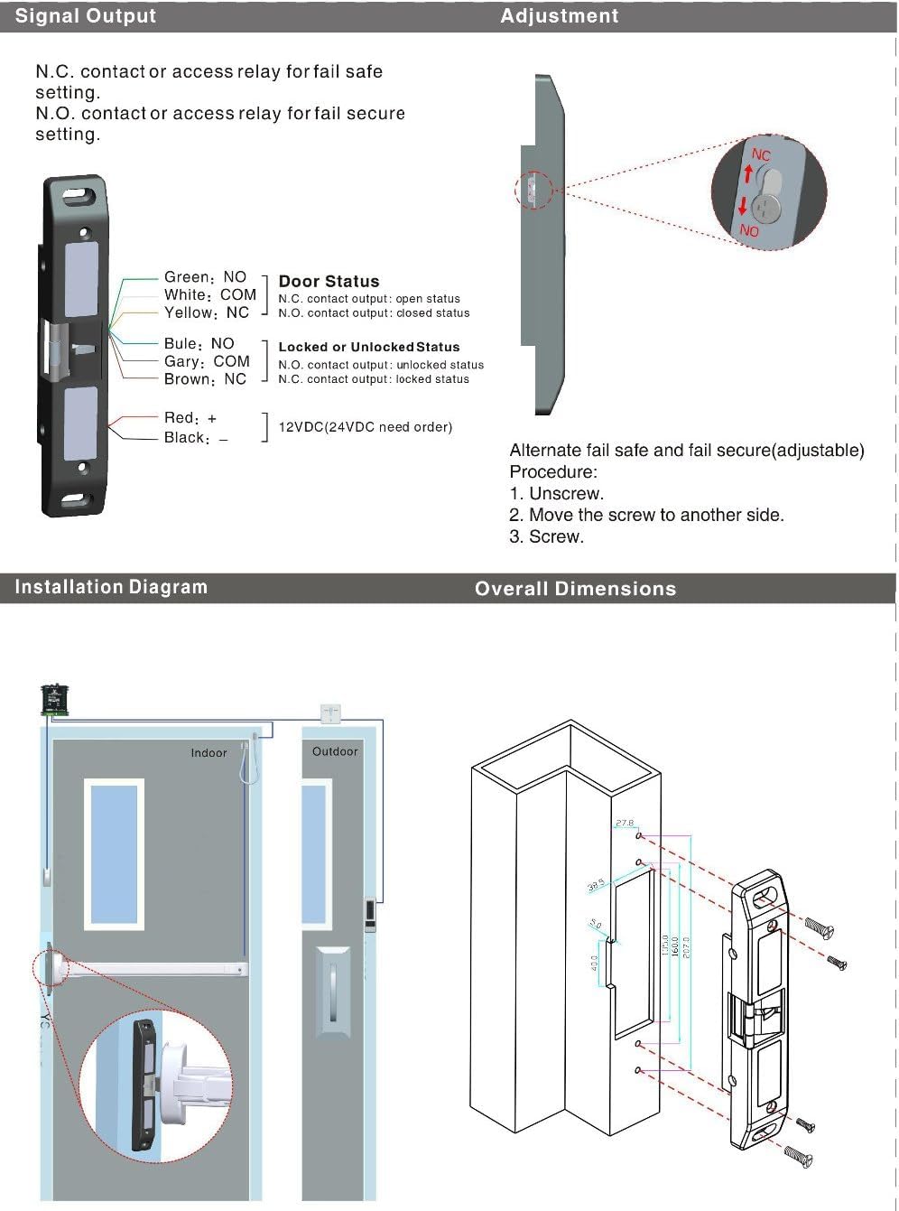 MENGQI-CONTROL LCD Video Door Intercom Access Control System Electric Strike Push Rod Lock for Panic Bar& Power Unit Full Kits Cards Phone App Remote Open