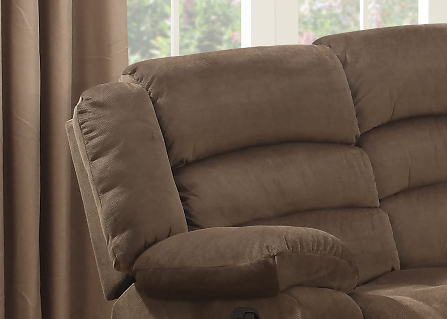 AC Pacific Bill Collection Contemporary 3Piece Living Room Upholstery Sofa Set with 5 Recliners, Sofa, Loveseat & Reclining Chair, Brown
