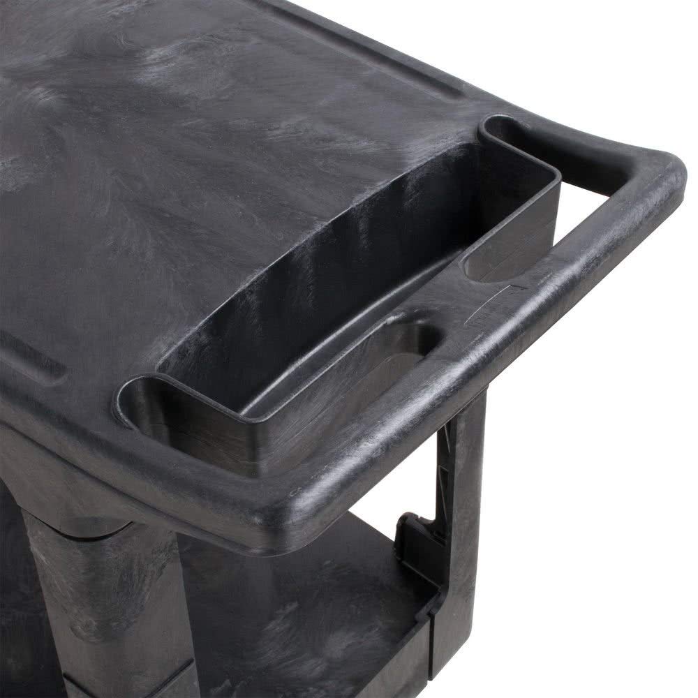 Rubbermaid Commercial Products 2-Shelf Utility/Service Cart, Small, Flat Shelves, Storage Handle, 500 lbs. Capacity, for Warehouse/Garage/Cleaning/Manufacturing