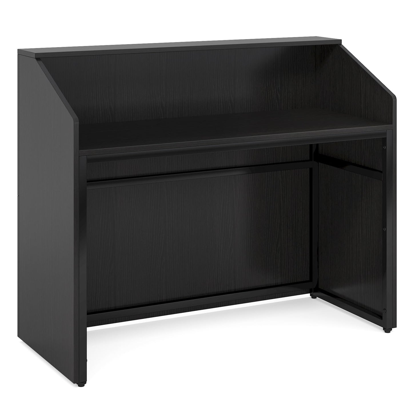 Tribesigns Reception Desk with Counter, Modern Front Desk Reception Room Table with Cable Grommet, 47 inch Retail Counter for Checkout, Lobby, Beauty Salon, Home Office Desk, Black