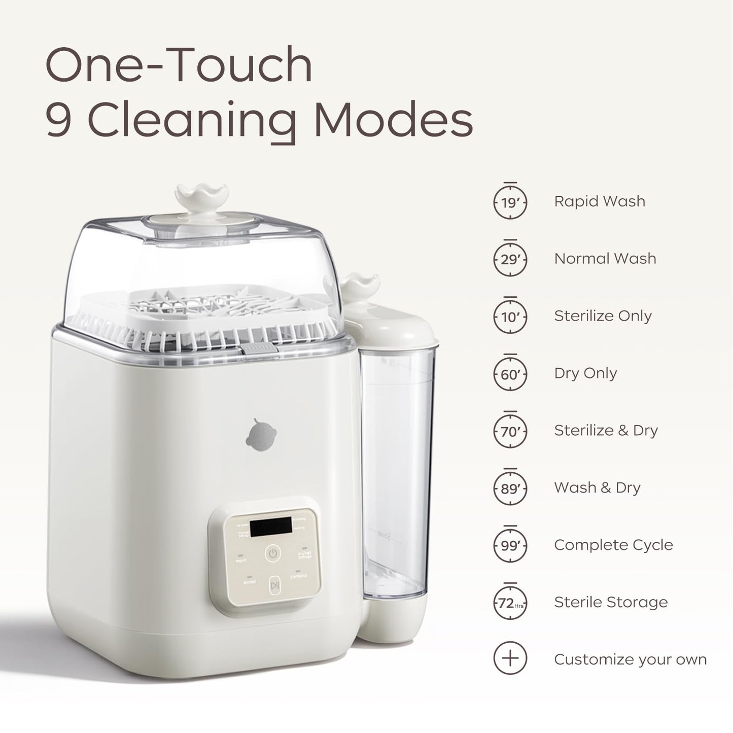 Bc Babycare Clarvion Baby Bottle Washer, Sterilizer & Dryer with 72-Hour Hygienic Storage – Deep Clean >99.99% Germs | BPA-Free | Up to 6 Bottles & Pump Parts