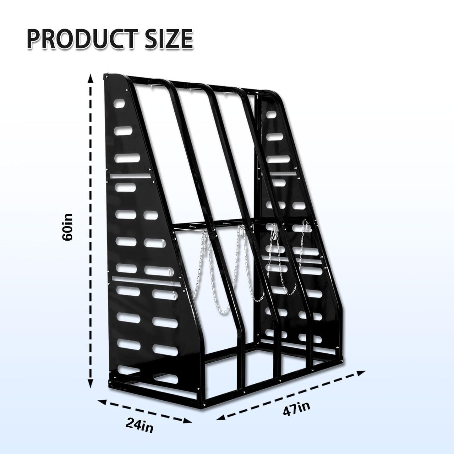 Steel Vertical Long Parts Storage Rack, Lumber Storage Rack 1500 LBS Capacity, Heavy Duty Standing Bar Rack with Safety Chain for Garage Workshop Factory, 4 Bays, Black,
