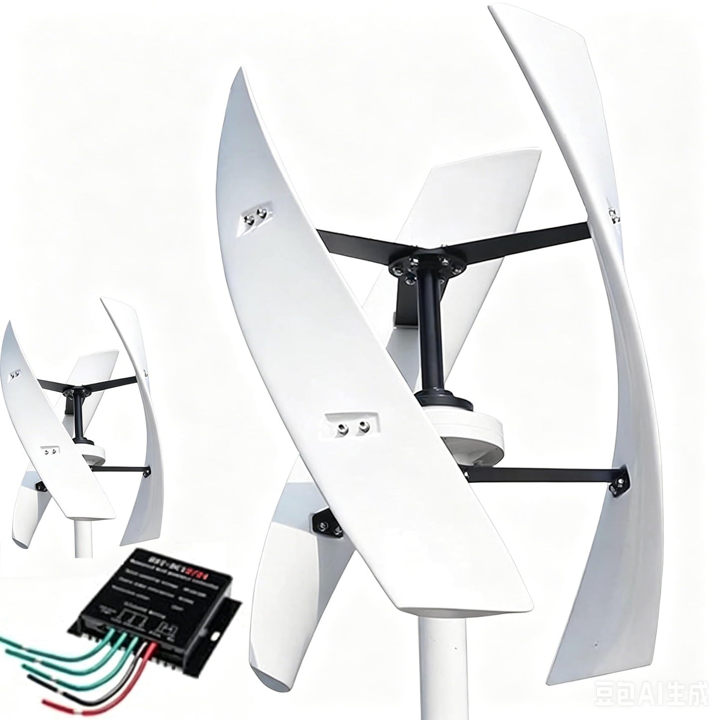 12-48V Vertical Axis Wind Turbine Kit 300-600W(True Specifications), Generator with Grid-Tied Controller, Vertical Magnetic Levitation Wind Turbine for Home(600W,24V)