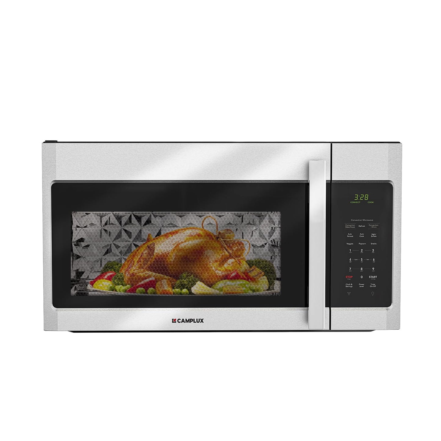 CAMPLUX 30" Convection Over-the-Range Microwave Oven, 1.5 Cu. Ft. Stainless Steel OTR Microwave with 300 CFM Venting, Bake & Roast Like a Real Oven, Low Noise Design