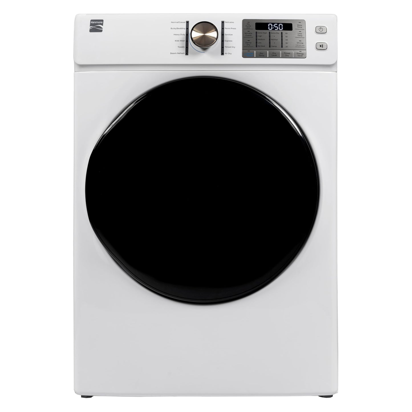 Kenmore 8.0 cu. ft. Front Load Electric Dryer with Wrinkle Guard & Accela Steam to Reduce Wrinkles, Static & Odors - Smart Sensor Drying - LED - ENERGY STAR Certified - White