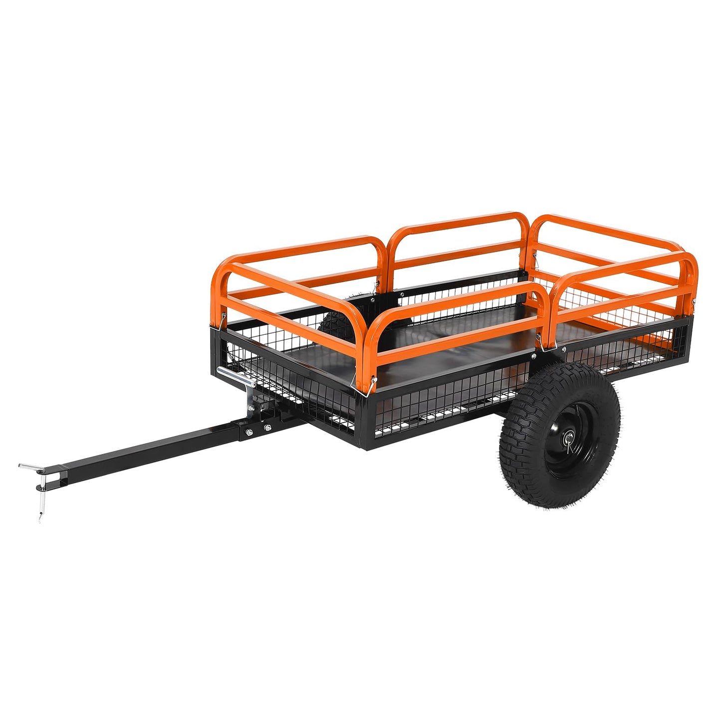 Garvee 1500 Lbs Heavy Duty Steel Dump Cart, 15 Cu ft Garden Utility Trailer with Removable Sides, Hand Pull or Foot Pedal Dumping for ATV UTV Lawn Mower Tractor