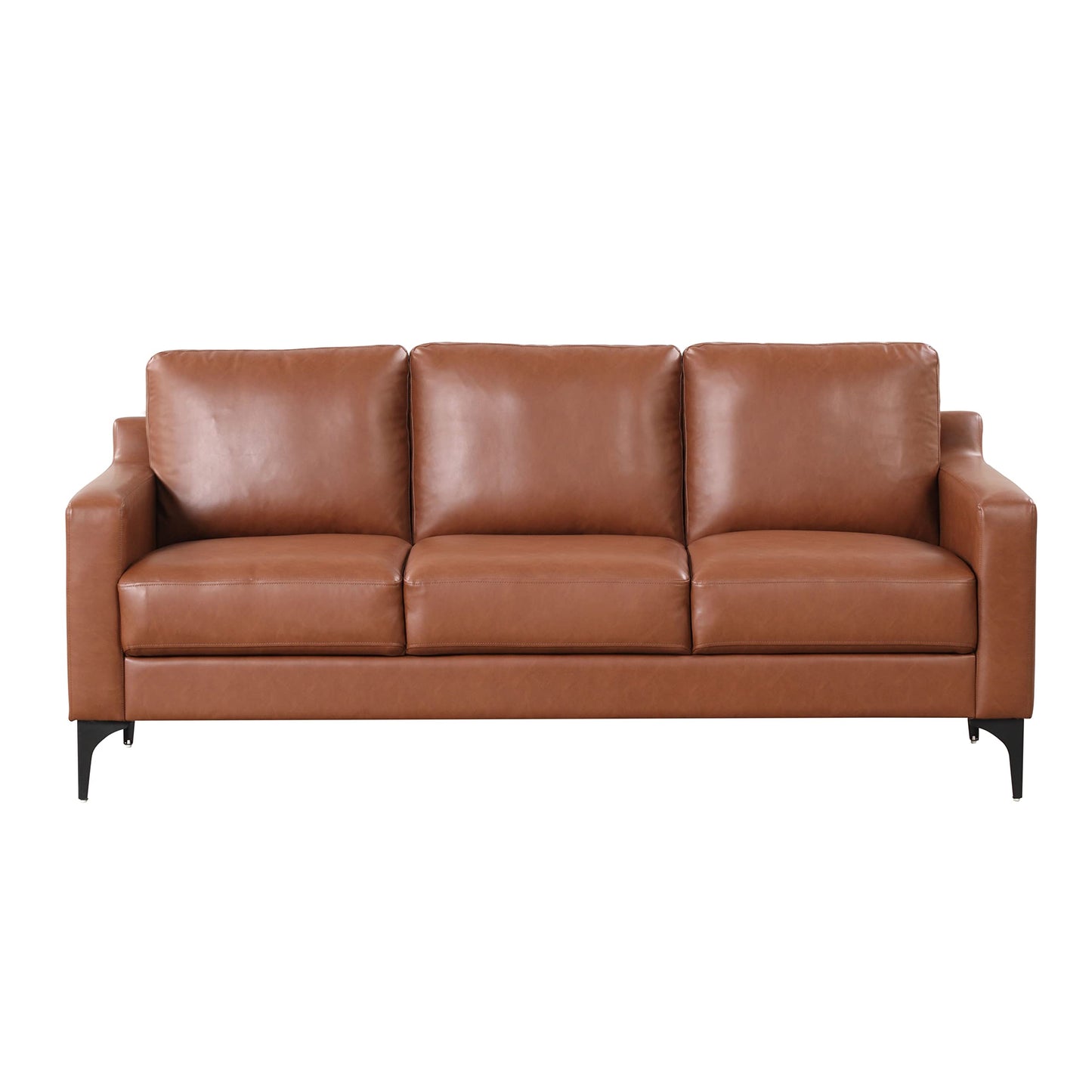 Serta Triton 78" Sofa, Transitional Modern, Dreamcoil Comfort, Metal Legs, Vegan Leather, Brown