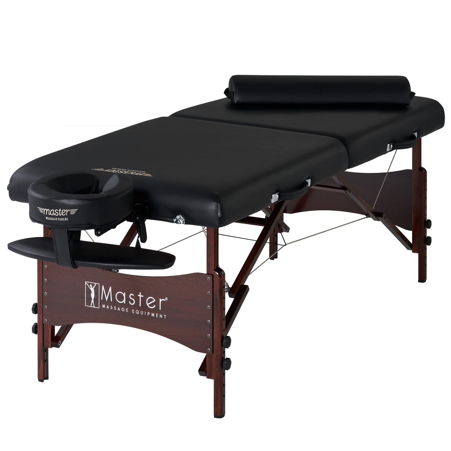 Master Massage 30" Roma II Portable Massage Table Package, 2.5" Cushion, Bolster & Face Cover – Black Beauty, Salon, Lash & Facial Bed
