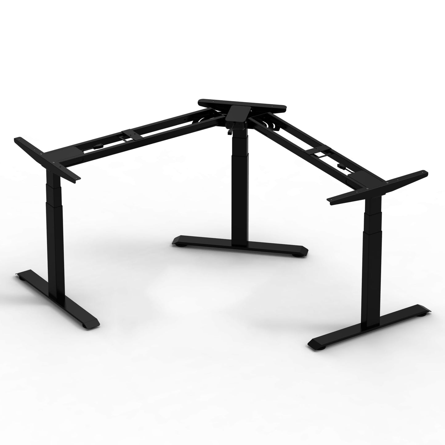 Fromann Adjustable Standing Corner Desk Frame 3 Leg L-Shaped Electric Triple Motor Desk Base Height and Width Adjustable Standing/Sitting for Home Office (Black)