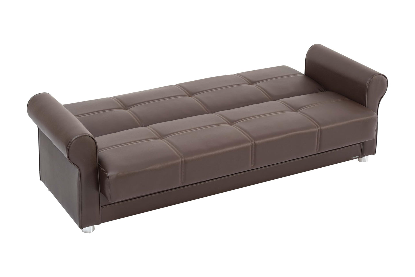 Ottomanson Convertible Sofa Bed Futon Couch with Hidden Storage & Click-Clack Sit-Sleep Conversion – Firm Support Sleeper Sofa for Living Room, Apartment & Guest Room, Brown