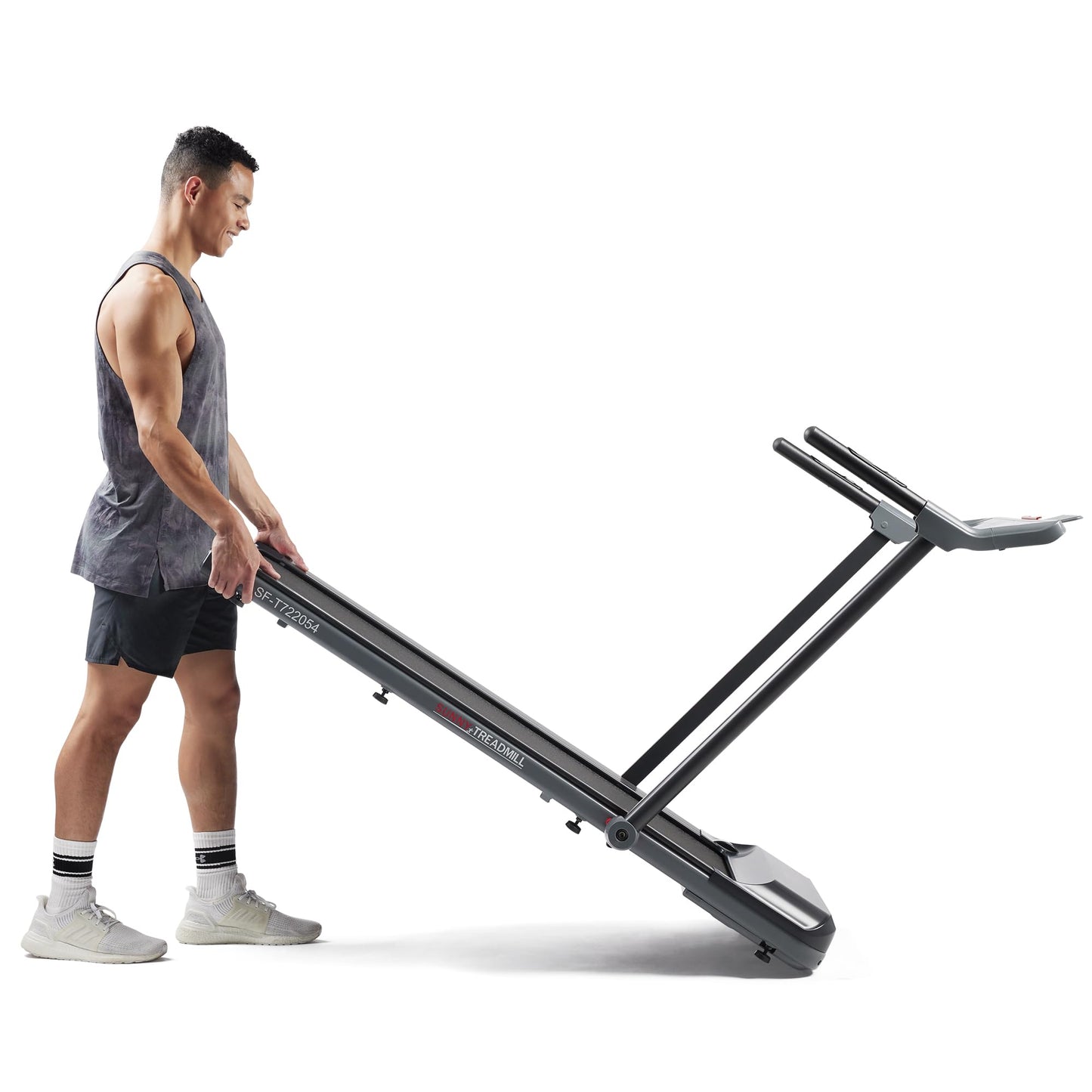 Sunny Health & Fitness Foldable Treadmill with Auto Incline and Shock Absorption, Smart Bluetooth for Home Walking Running, Digital Monitor Pulse Sensors, Compact Space Saving with SunnyFit App
