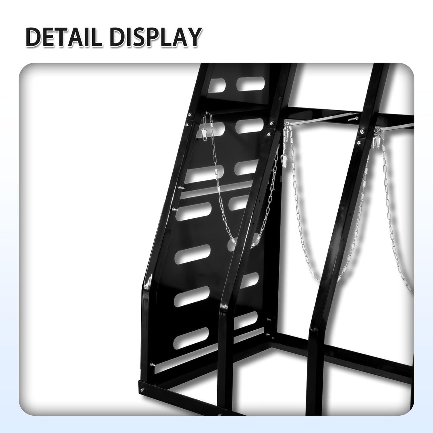 Steel Vertical Long Parts Storage Rack, Lumber Storage Rack 1500 LBS Capacity, Heavy Duty Standing Bar Rack with Safety Chain for Garage Workshop Factory, 4 Bays, Black,