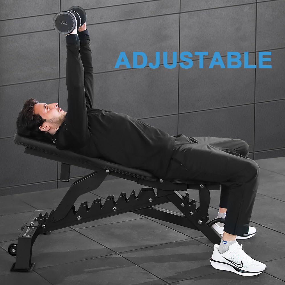 Strength Weight Bench 32 Adjustable Positions Training Benches - Heavy Duty Home Gym Equipment with 1300 LBS Weight Capacity Durable Steel Construction Incline Decline Bench for Full Body Workout (Black)