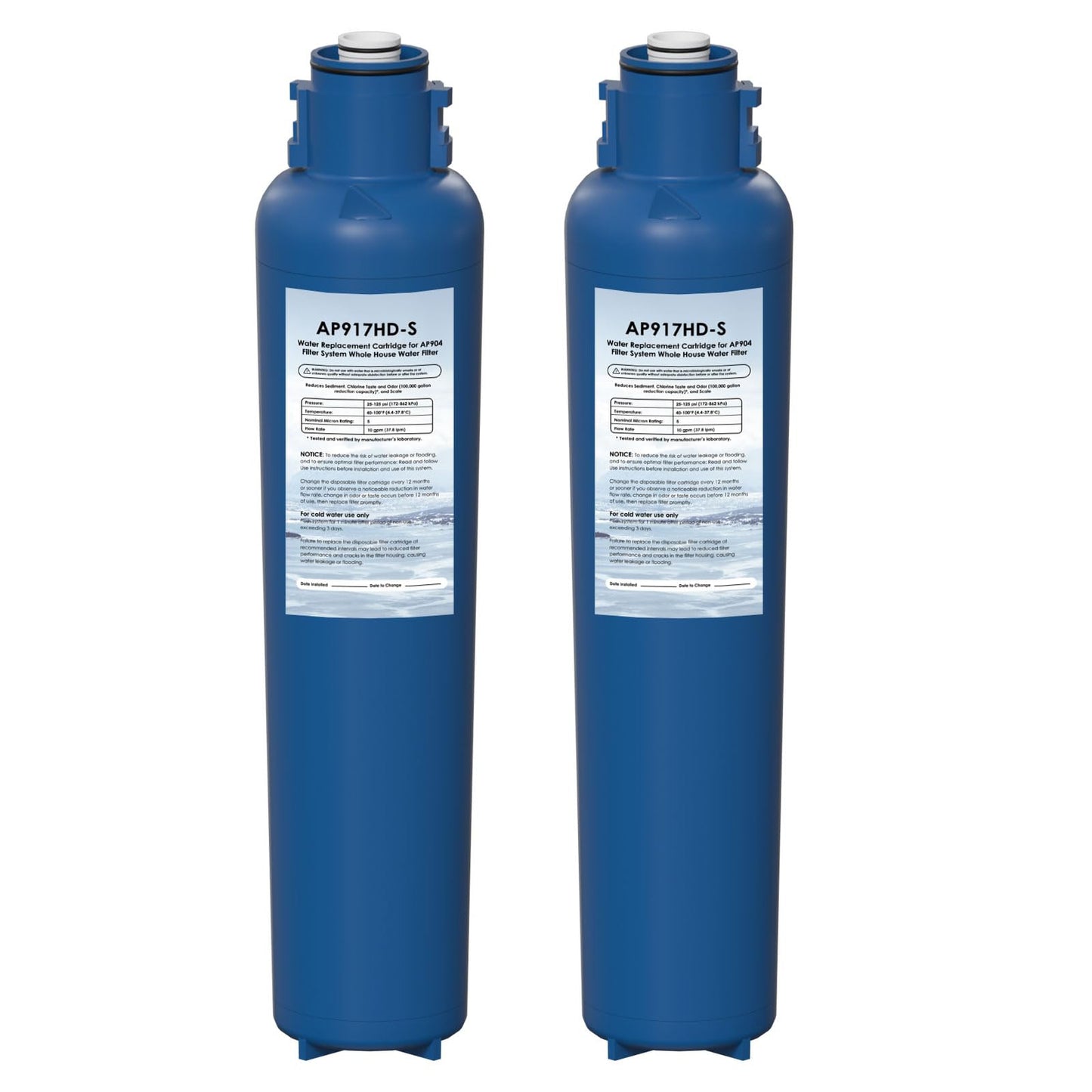 AP917HD-S AP904 Water Filter Replacement, Whole House Sanitary Quick Change Water Filter Cartridge Compatible with 3M Aqua-Pure AP917HD-S and AP904 System, Reduces Sediment, Odor, and Scale, Pack of 2