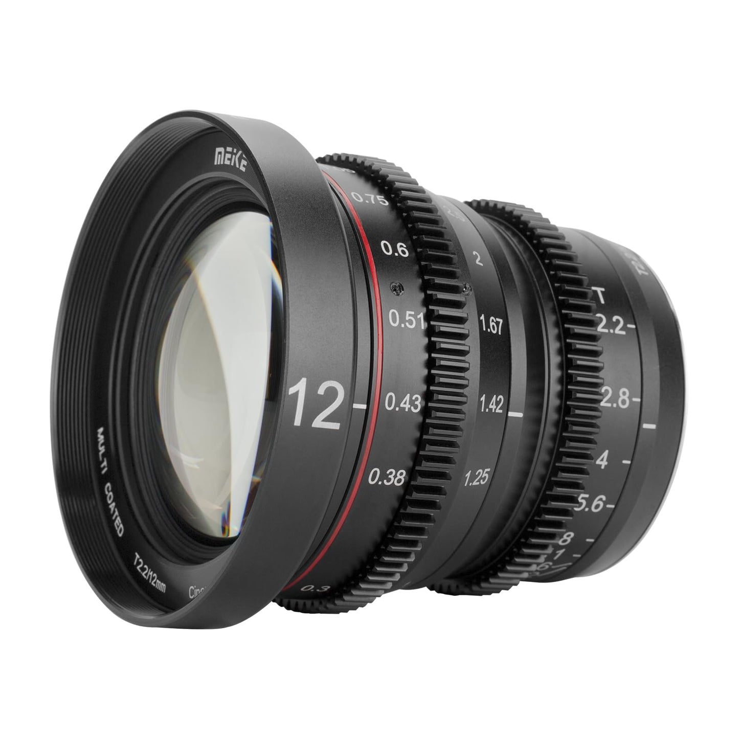 Meike 12mm T2.2 Large Aperture Manual Focus Low Distortion 4K Mini Cine Lens for Micro Four Thirds M43 MFT Mount Cameras Compatible with Olympus Panasonic Lumix BMPCC 4K Zcam E2 GH5 GH6 GH7