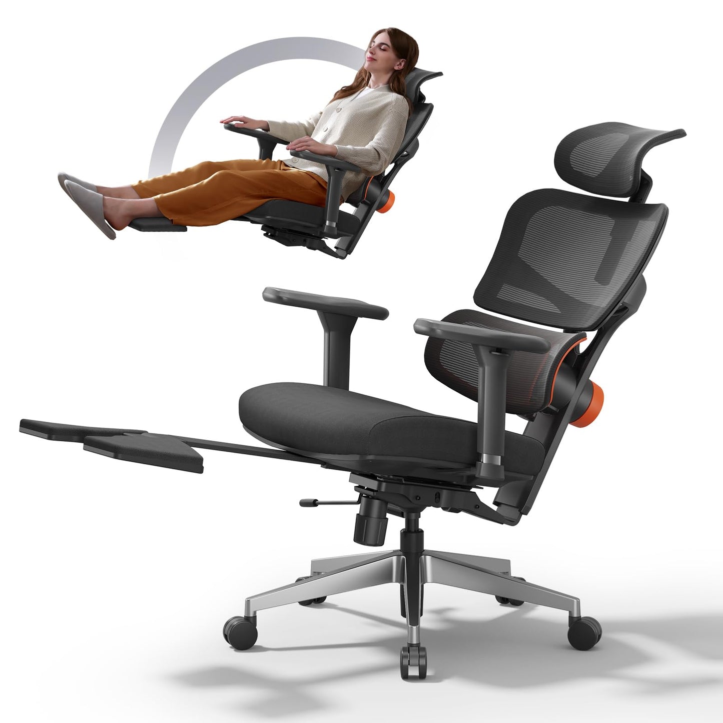 Newtral Office Chair Ergonomic - Home Office Desk Chair, Back Pain Chair with Auto-Following Lumbar Support, 4D Armrest, Seat Depth and Height Adjustable