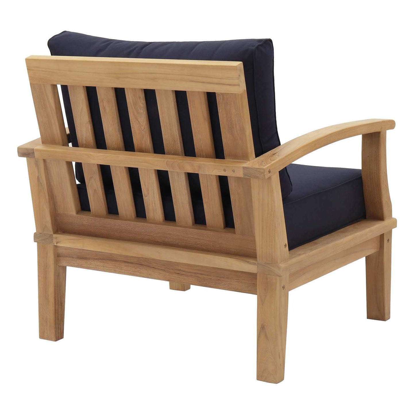 Modway EEI-1143-NAT-NAV-SET Marina Premium Grade A Teak Wood Outdoor Patio Armchair, Natural Navy