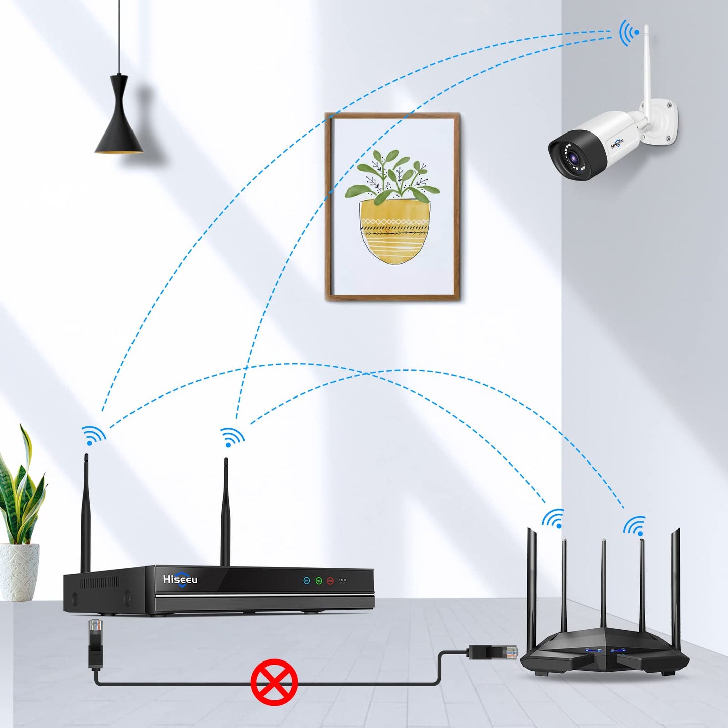 Hiseeu 2.5K 5MP WiFi Security Camera System Outdoor, Expandable 16CH 8MP NVR, 500GB HDD, Spotlight, 2 Way Audio, IP66 Waterproof, Motion Alert, DC Power Plug-in, 24/7 Recording